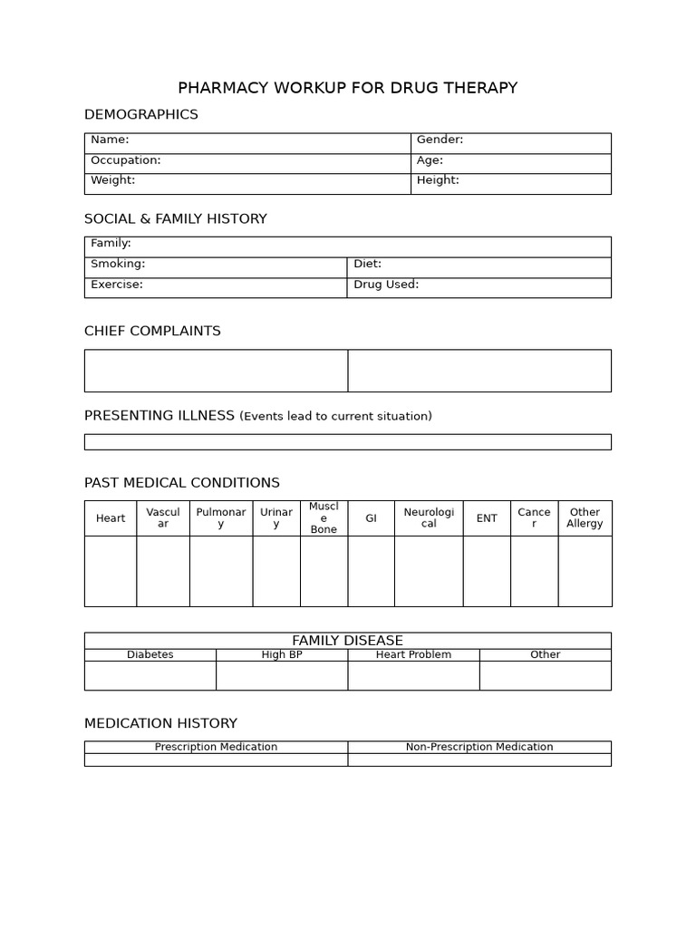 Pharmacy Drug Therapy Workup Guide | PDF