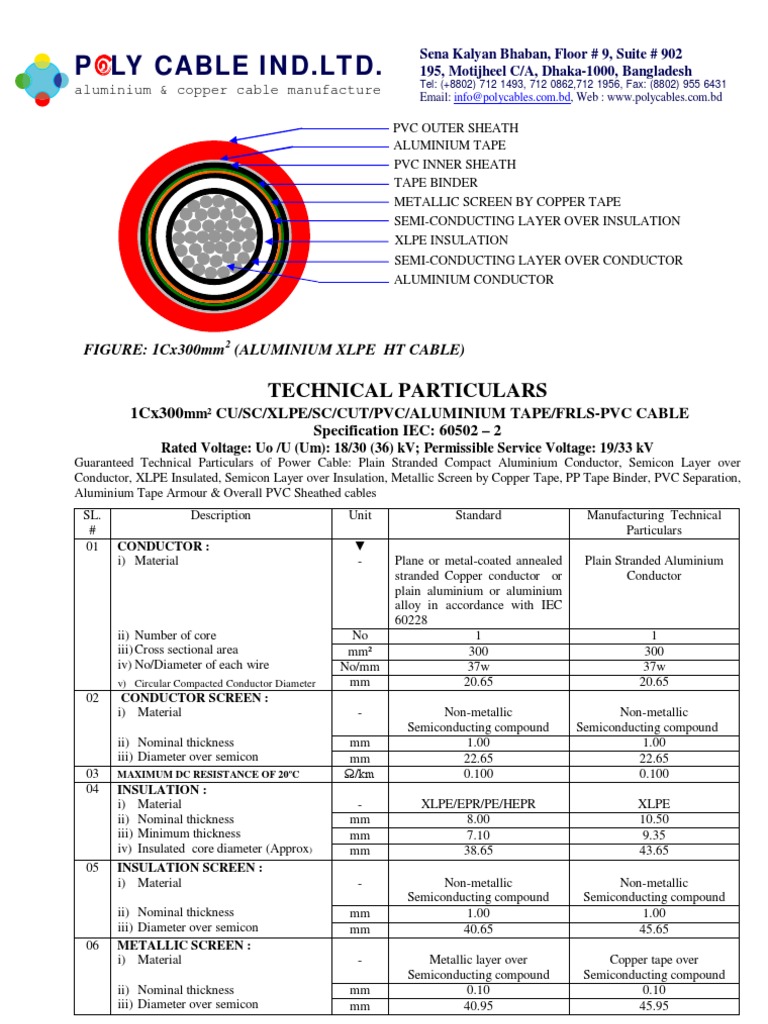 300mm² HT Cable Specifications | PDF | Coaxial Cable | Insulator ...