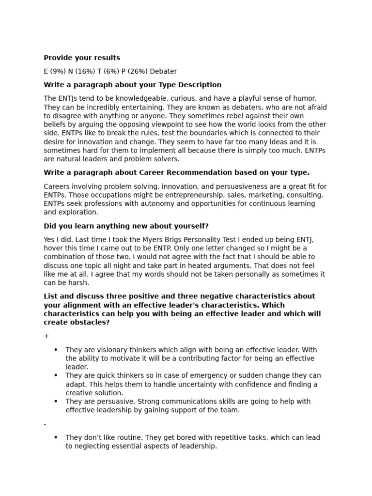 ENTP | PDF | Leadership | Entrepreneurship