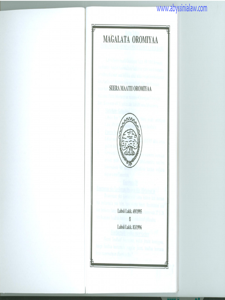 Leyes de Etiopía: Labsii Lakk 69/1995 | PDF