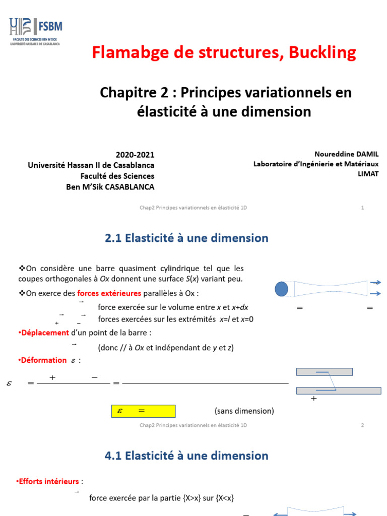 Principes variationnels en élasticité 1D | PDF | Élasticité (Physique ...