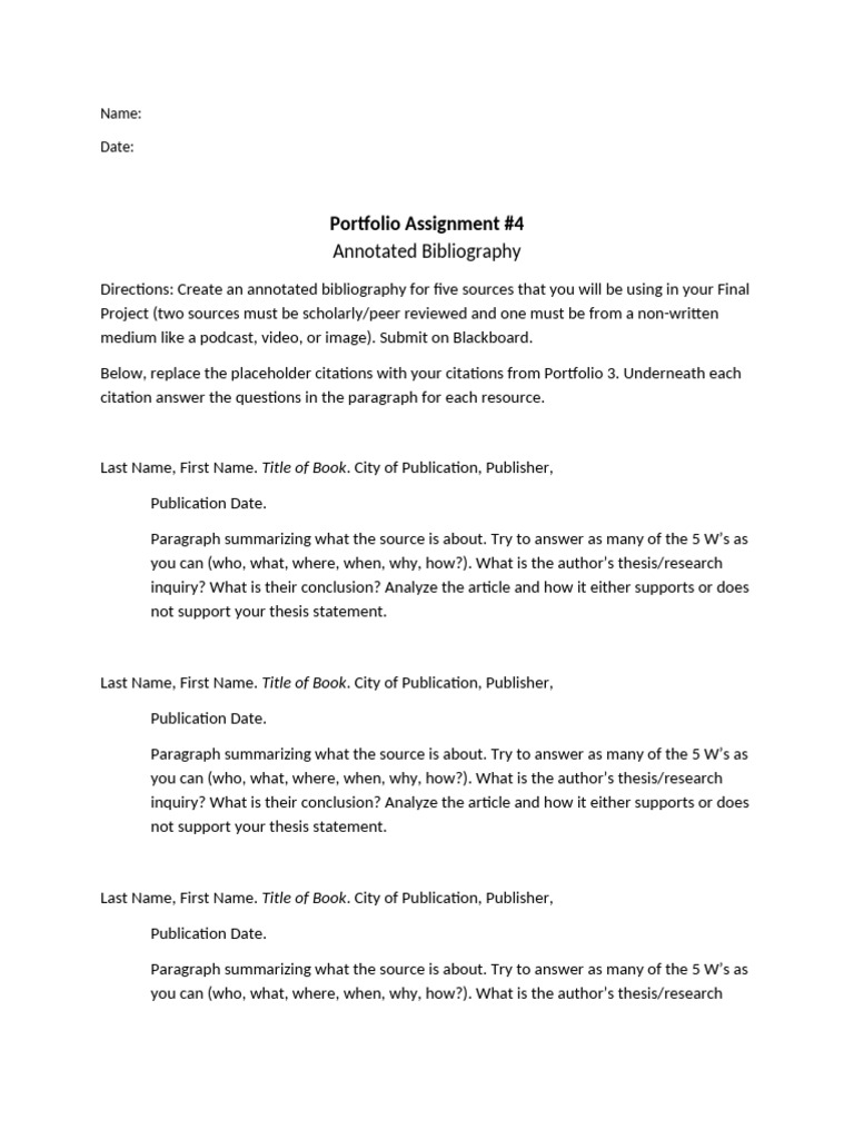 Portfolio Assignment 4 Template 22 | PDF | Sources | Written Communication