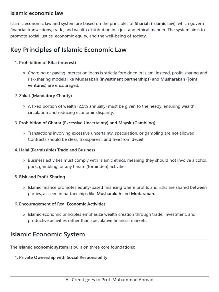 Principles of Islamic Economic Law | PDF | Islamic Banking And Finance ...