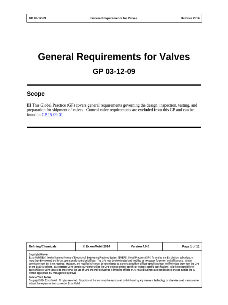 General Valve Requirements Guide | PDF | Valve | Pipe (Fluid Conveyance)