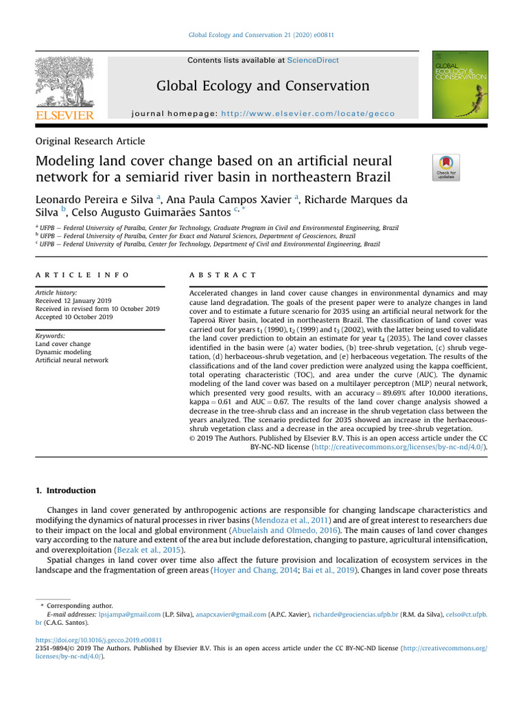 Modeling Land Cover Change Based On An Artificial Neural Network For A ...