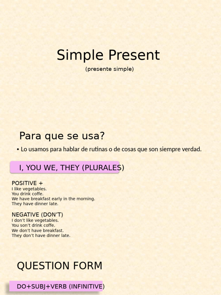 Uso del Presente Simple en Inglés | PDF