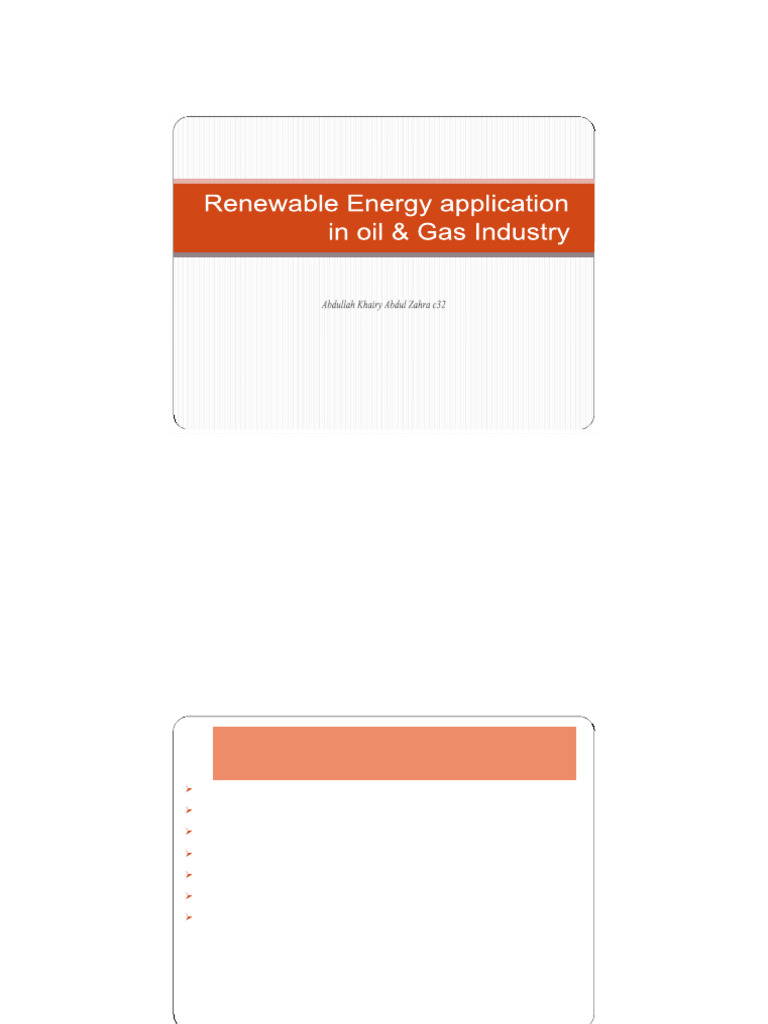 Renewable Energy in Oil & Gas Industry | PDF | Solar Energy | Renewable ...