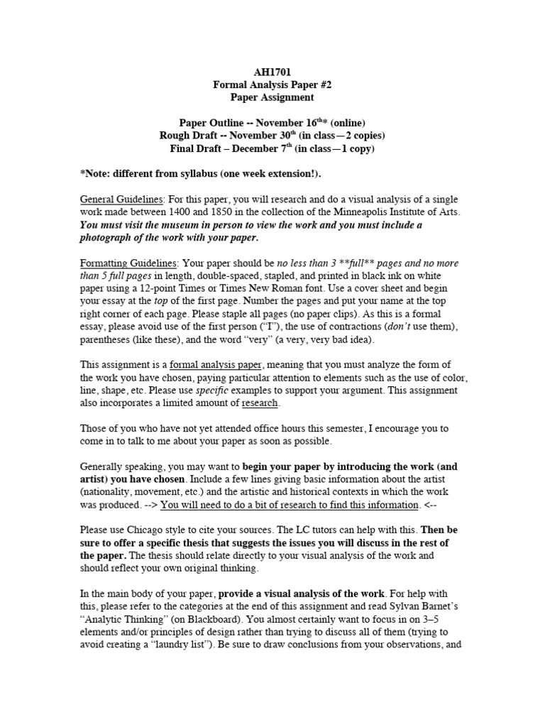 AH1701 Paper Assignment #2 | PDF | Paper | Essays