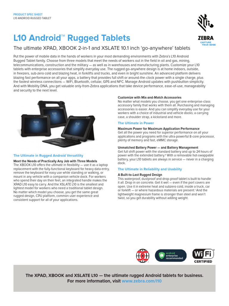 l10 Series Android Windows Spec Sheet en Us | PDF | Tablet Computer ...