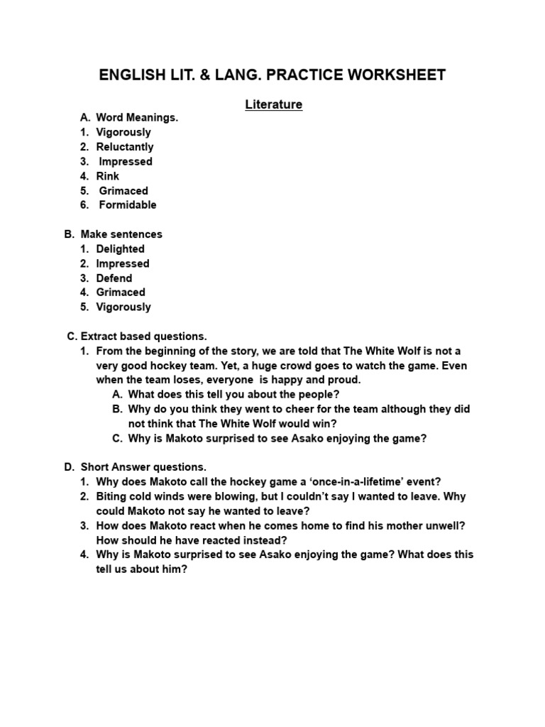 English PT-0 Practice Worksheet | PDF