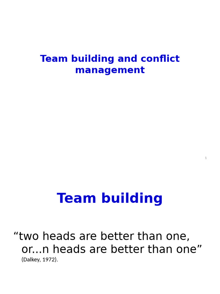 Team Building and Conflict Management Guide | PDF | Conflict Resolution ...