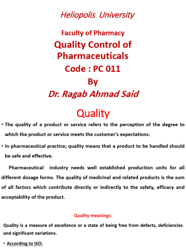001 Quality Control Lecture 1 | PDF | Quality Assurance | Business