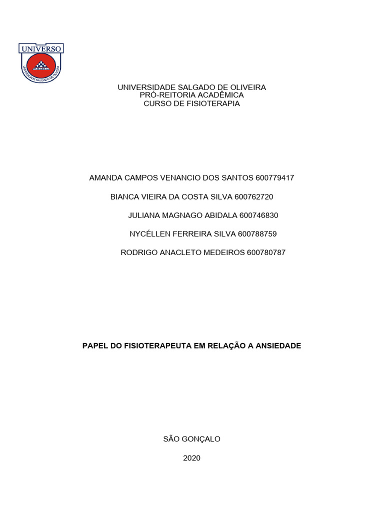 Fisioterapia no Tratamento da Ansiedade | PDF | Ansiedade | Respiração