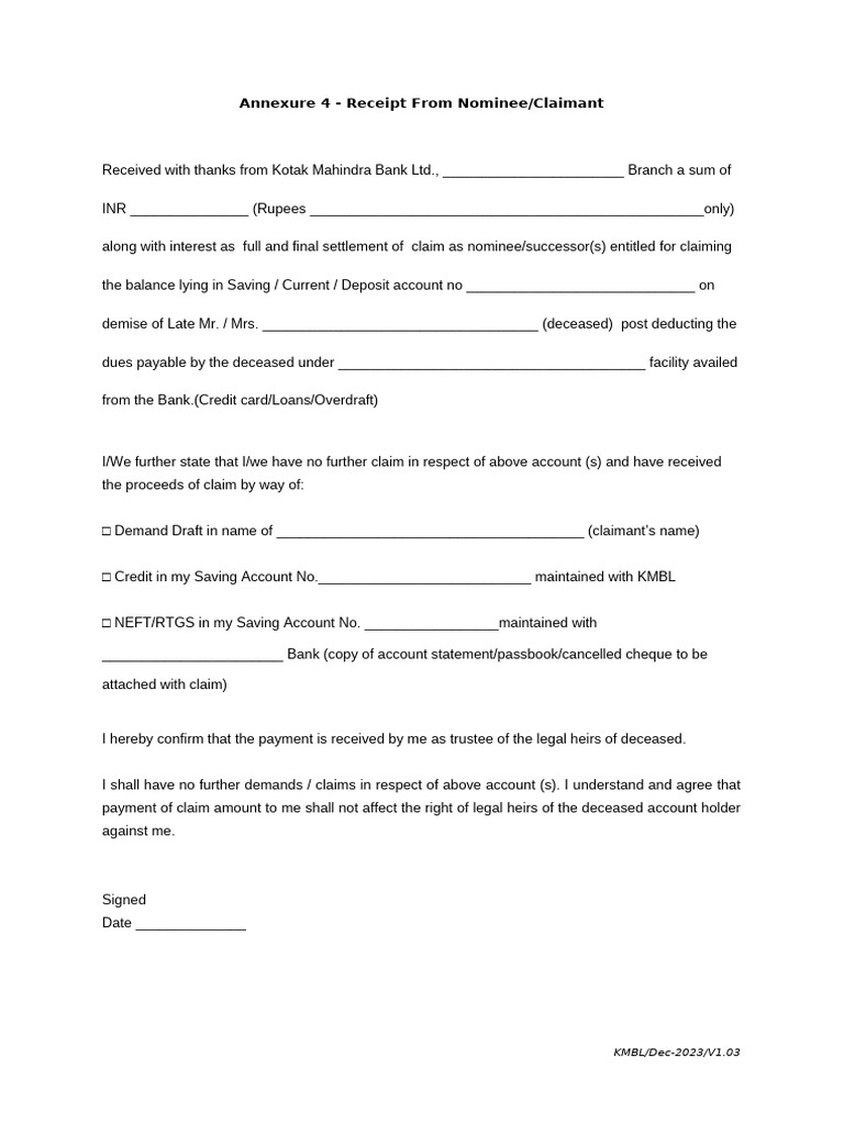 Receipt From Claimant New1 | PDF