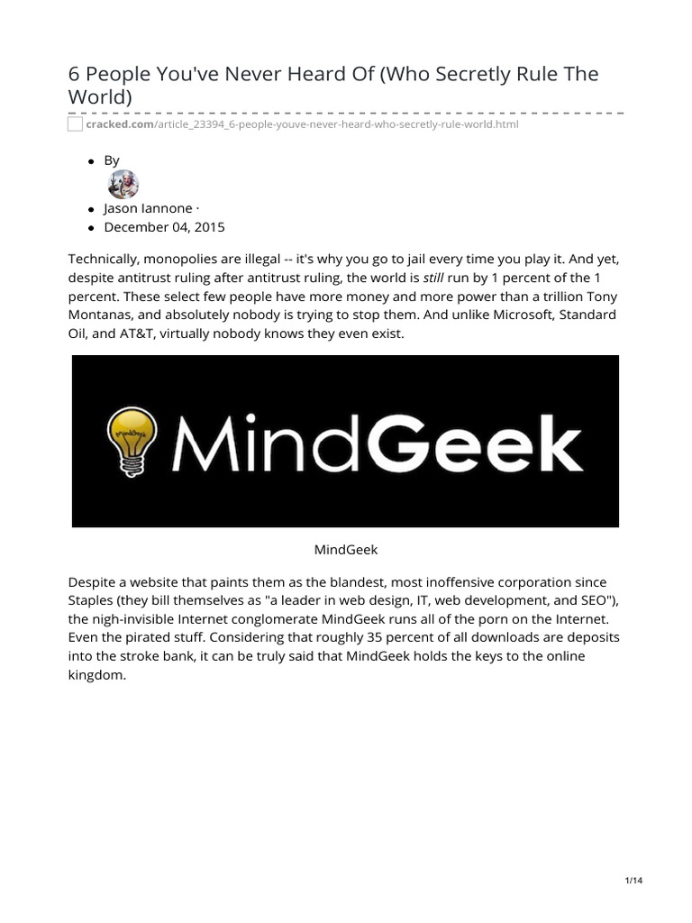 6 People Youve Never Heard of Who Secretly Rule The World PDF