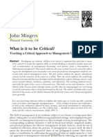 Mingers - What Is It To Be Critical