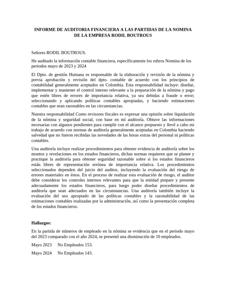 Anexo6 - Informe de Auditoria | PDF | Auditoría | Contabilidad