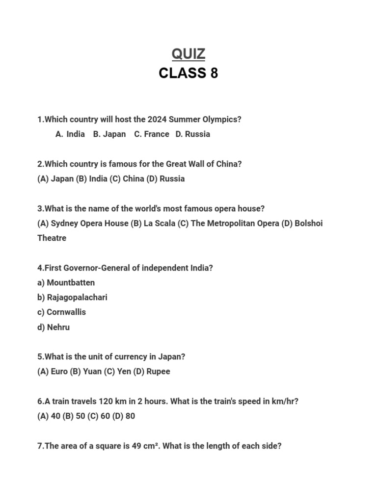Class 8 Quiz Questions and Answers | PDF | Reproduction | Mitosis