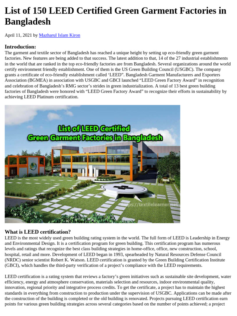 LEED Certified Garment Factories in Bangladesh | PDF | Green Building