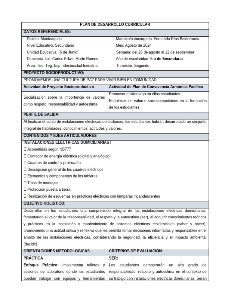 PDC 5to Agosto | PDF | Ingenieria Eléctrica | Evaluación