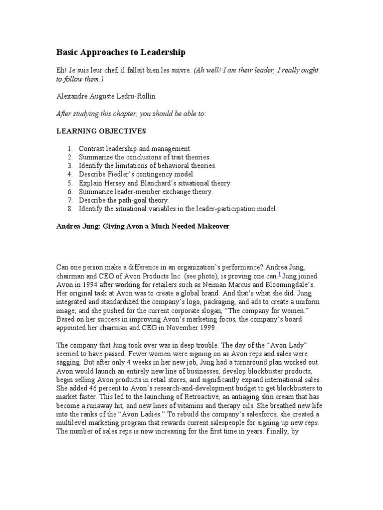 Leadership Theories and Approaches | PDF | Leadership | Social Psychology