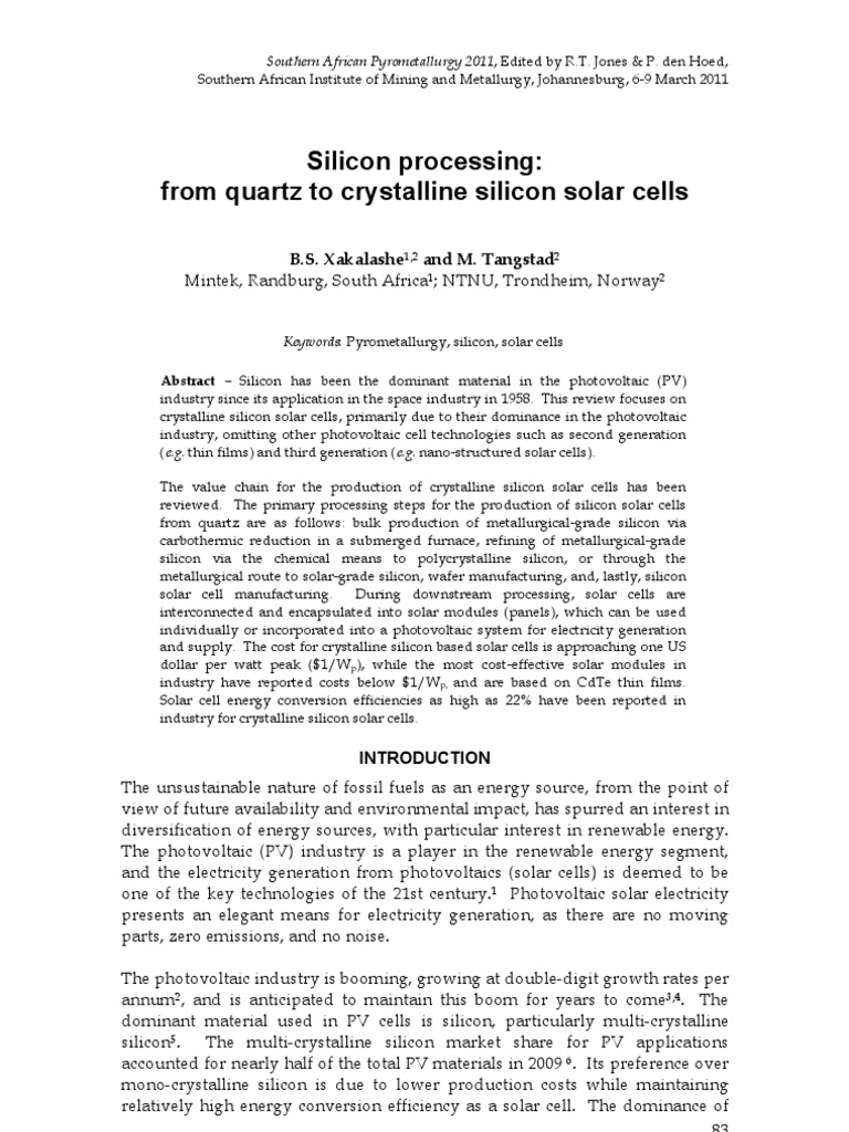 Silicon Solar Cell Production Overview | PDF