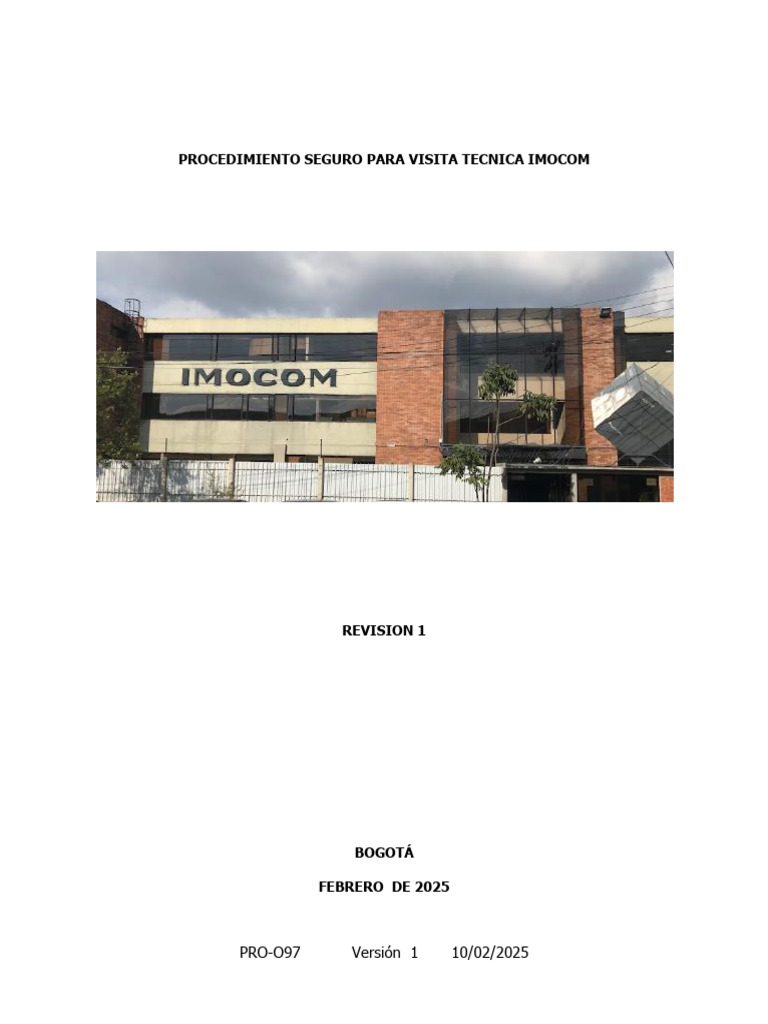 Pro-O97 Visita Tecnica Imocom | PDF | La seguridad | Seguridad y salud ...