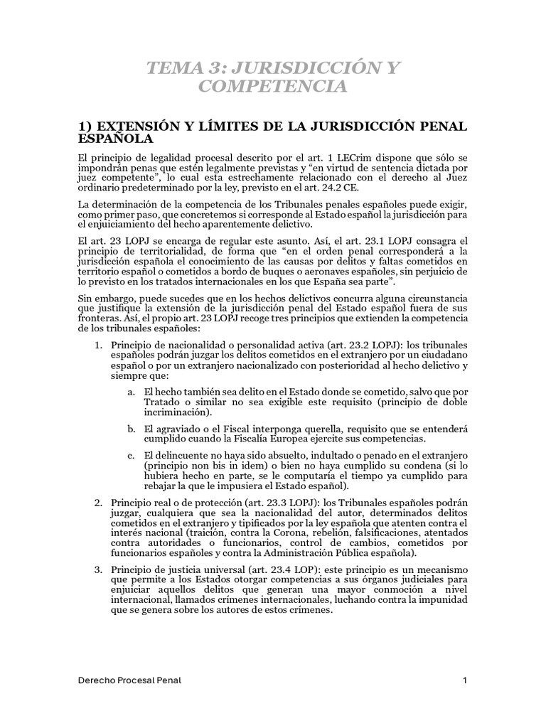 Jurisdicción y Competencia Penal en España | PDF | Judicaturas ...