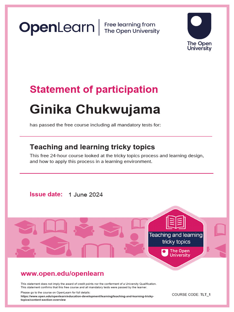 Teaching and Learning Tricky Topics - Onine Course Certificate | PDF ...