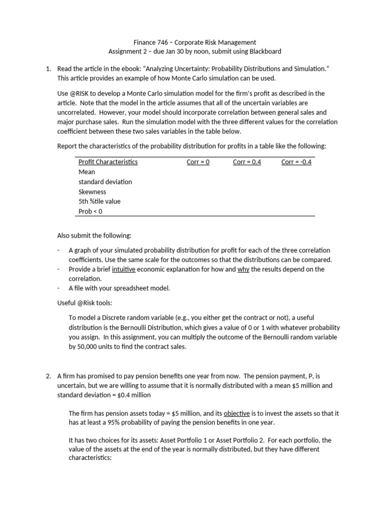 FINA+746+ +assignment+2 | PDF | Applied Mathematics | Probability Theory