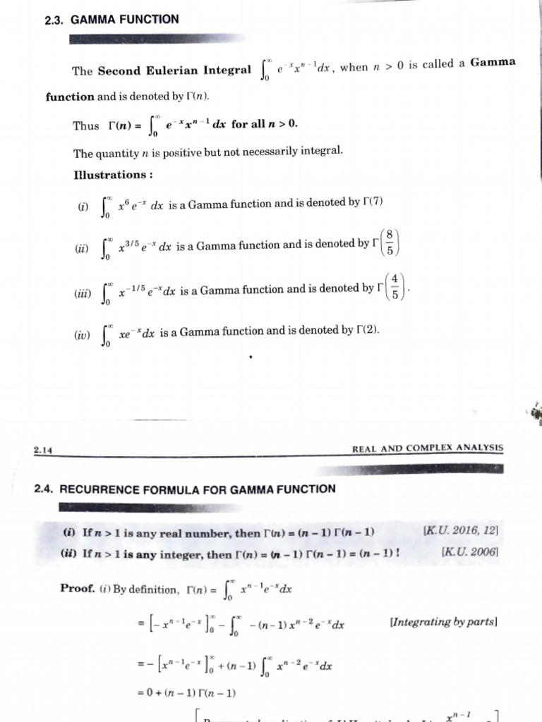 Gamma Function (2.2) | PDF