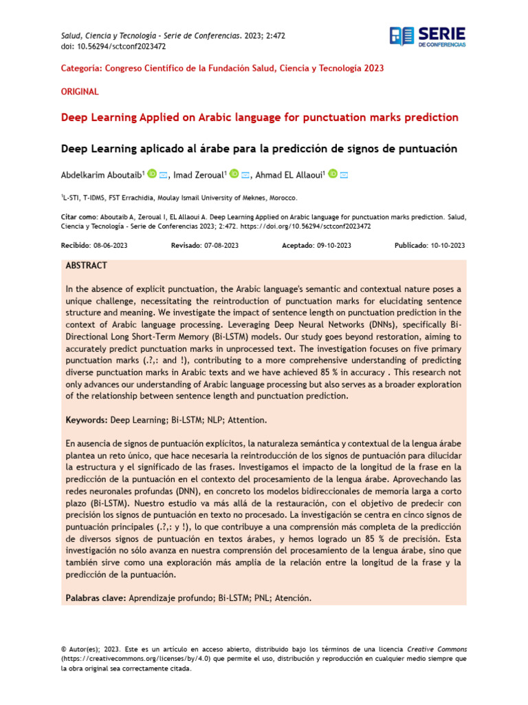 Deep Learning for Arabic Punctuation Prediction | PDF | Deep Learning ...