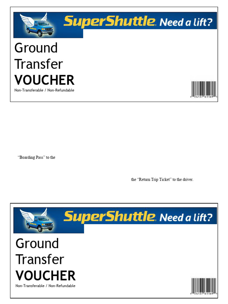SuperShuttle Airport Transfer Voucher | PDF | Hotel | Airport