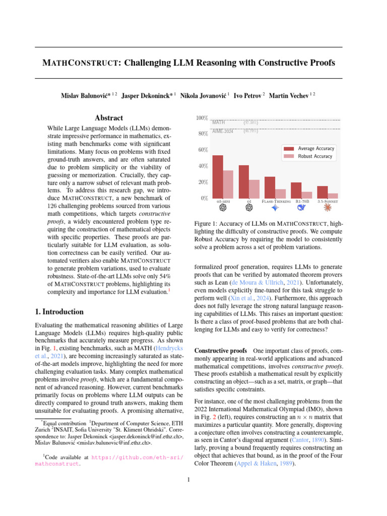 M C: Challenging LLM Reasoning With Constructive Proofs: ATH Onstruct ...