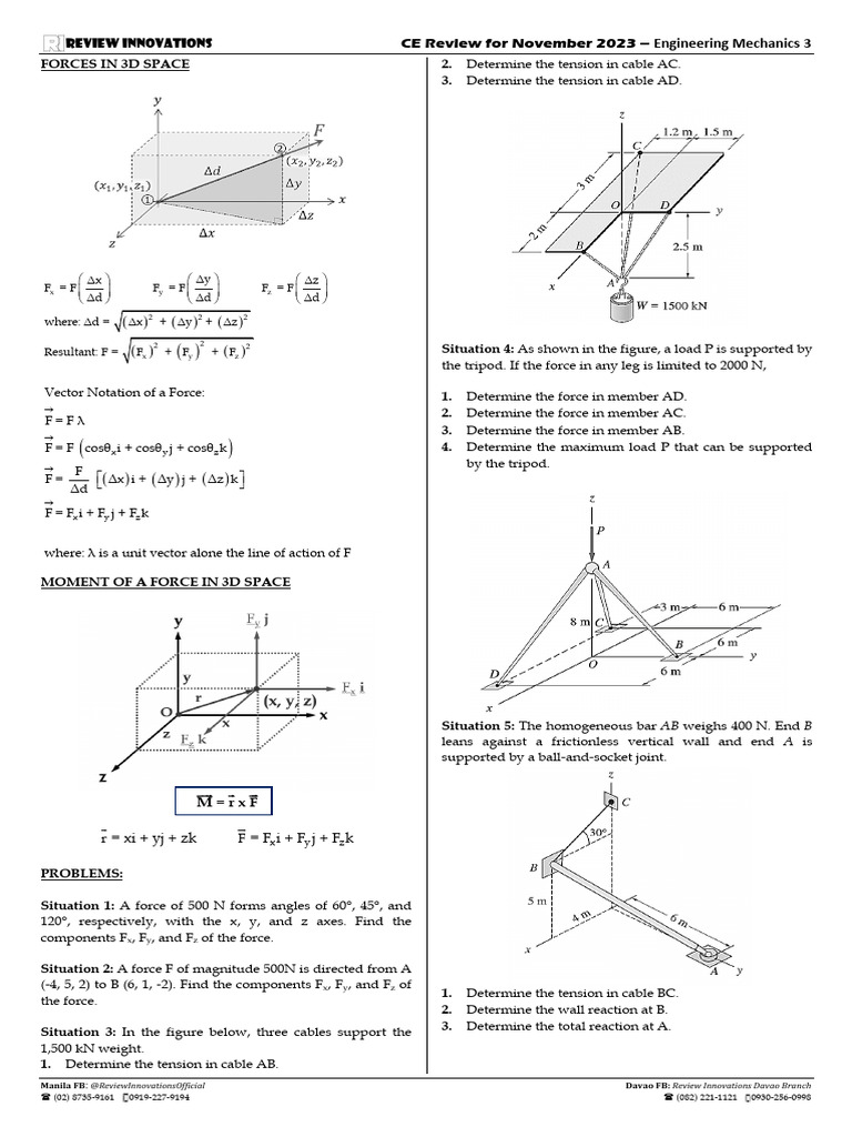 CE Board Nov 2023 - Engineering Mechanics - Set 3 | PDF | Force | Mechanics