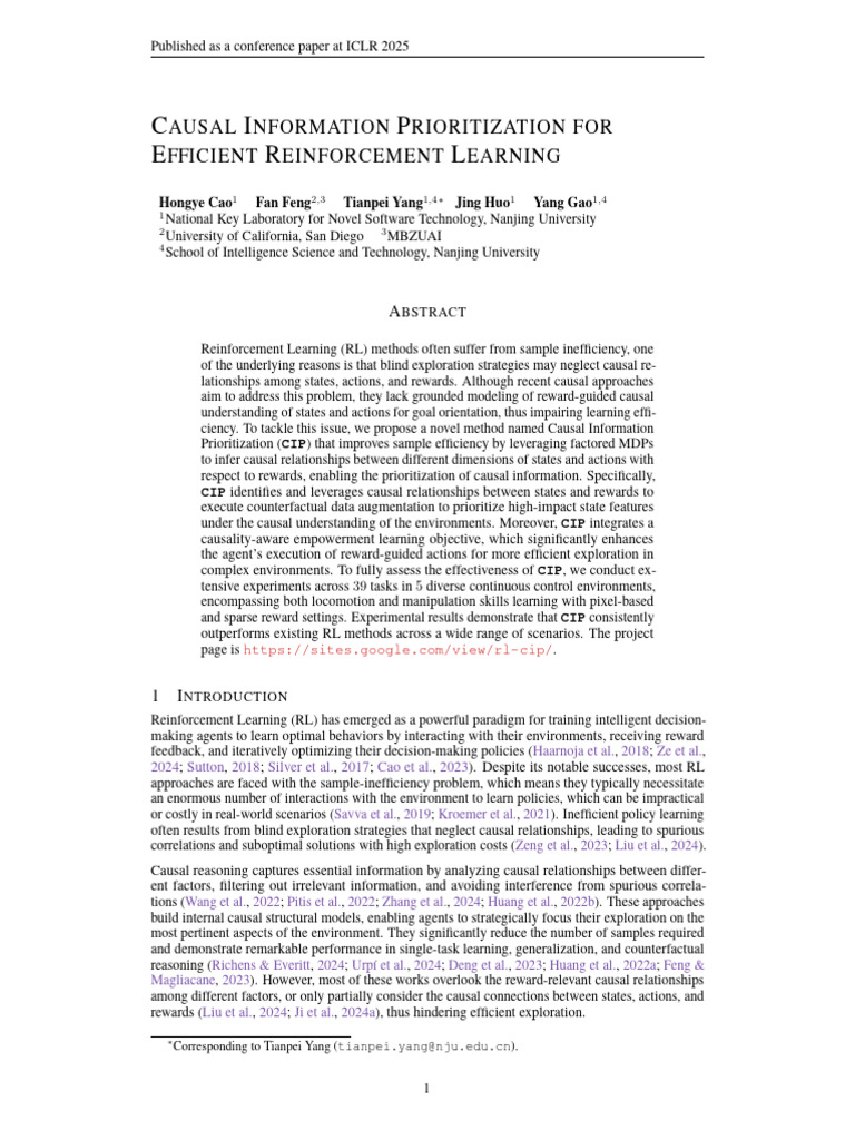 Causal Information Prioritization in RL | PDF | Causality | Empowerment