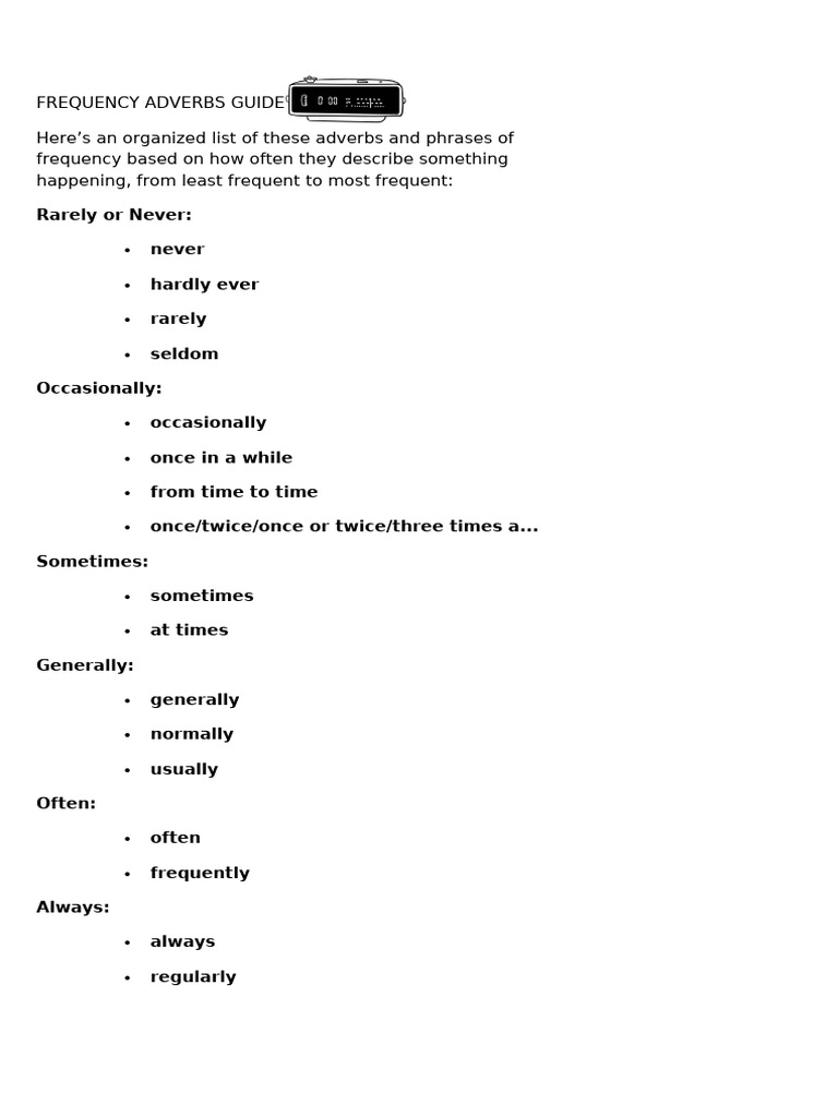 Adverbs and Expressions of Frequency | PDF | Lunch | Adverb