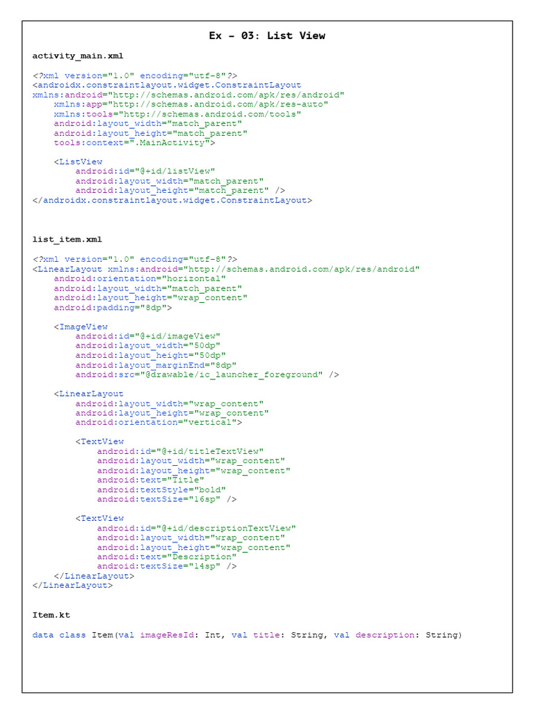 Android ListView Implementation Guide | PDF | Computing | Computer ...