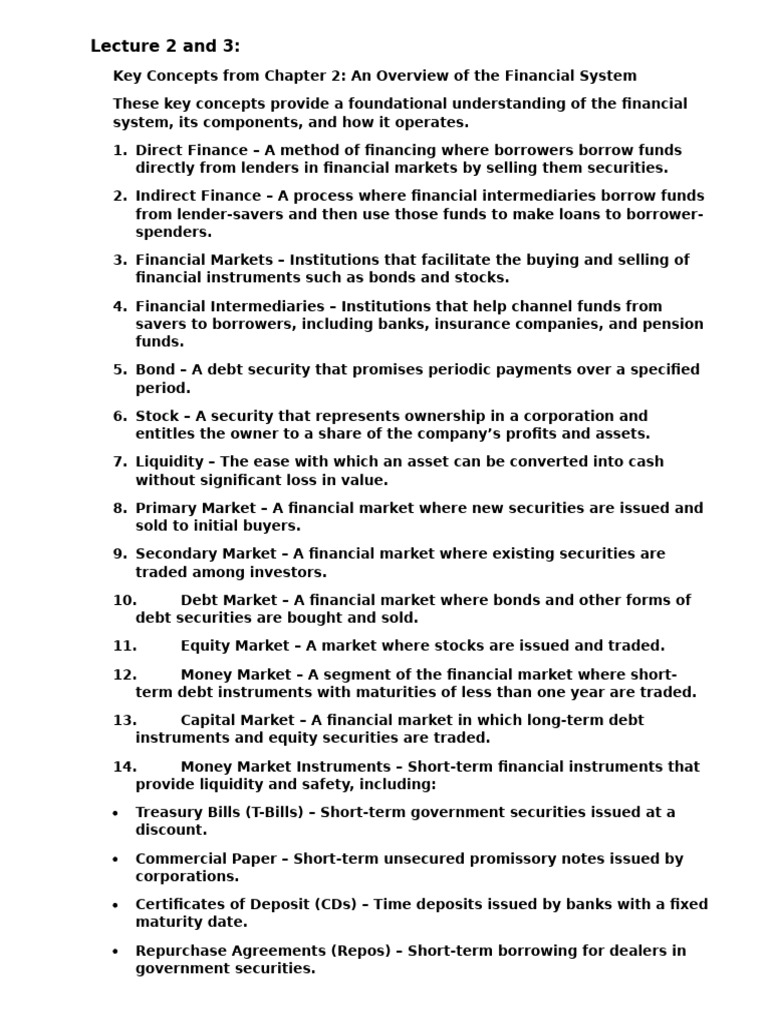 Lecture 2 and 3 | PDF | Securities (Finance) | Financial Markets