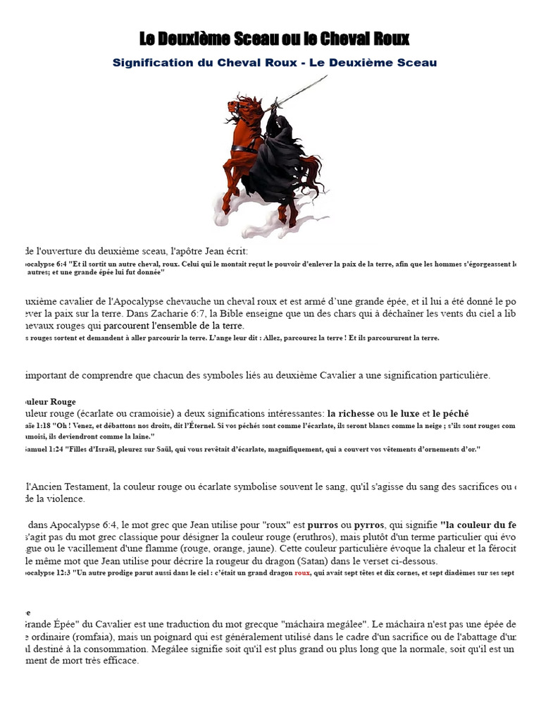 Signification du Cheval Roux dans la Bible | PDF