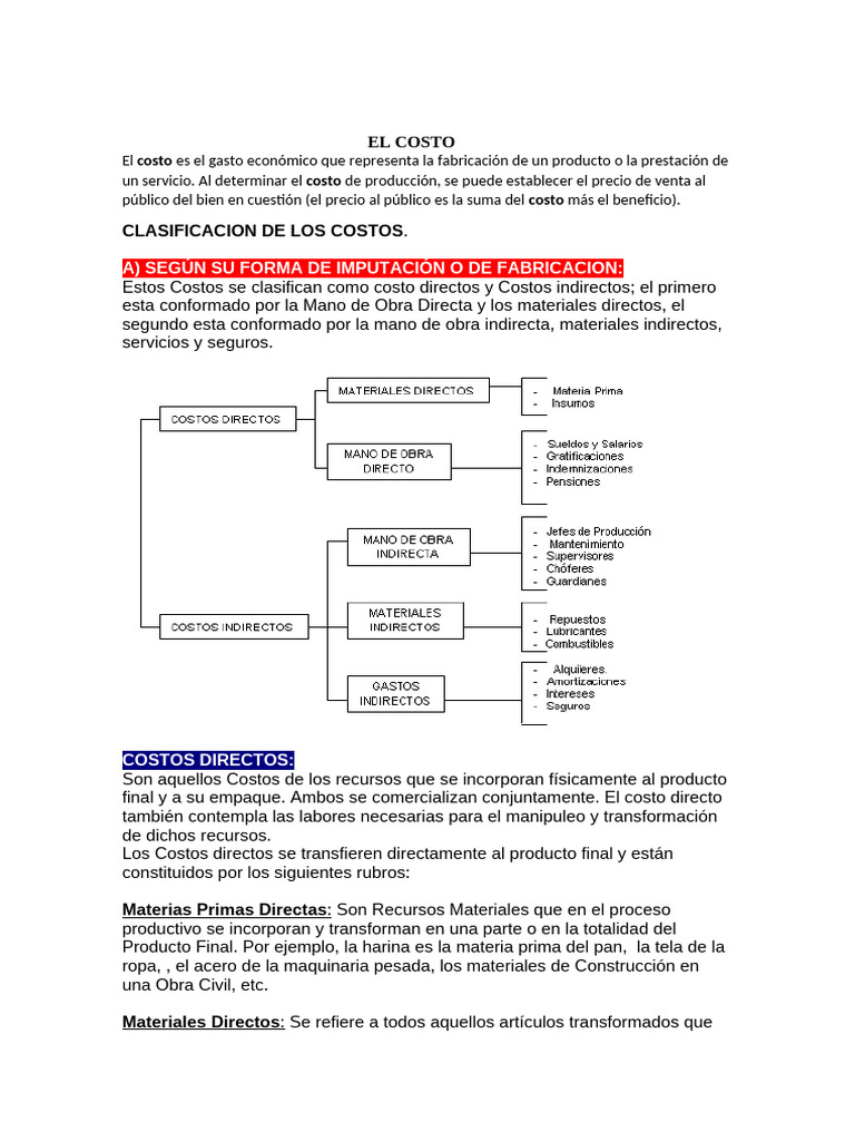 Clasificación y Tipos de Costos Empresariales | PDF | Costo | Personal