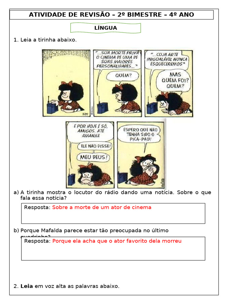 Atividades de Revisão para 4º Ano | PDF | Terra | Rio