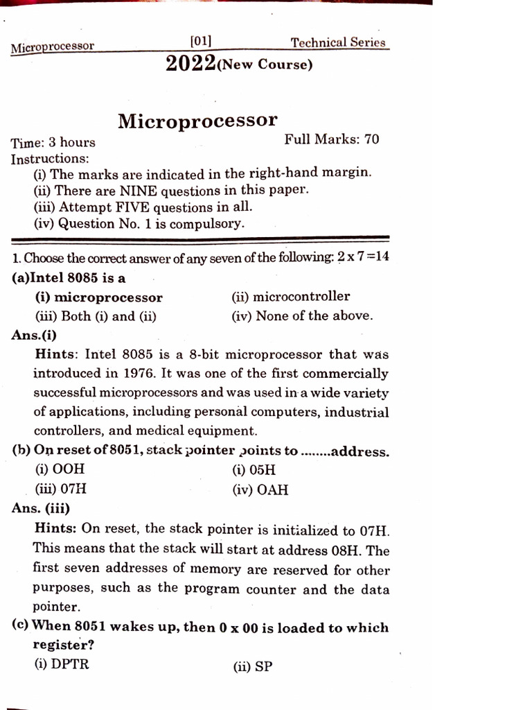 Microprocessor BEU Patna Notes and PYQ | PDF