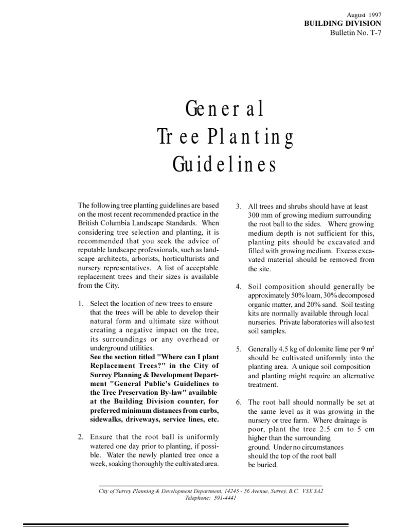 Surrey Tree Planting Guidelines | PDF | Trees | Mulch