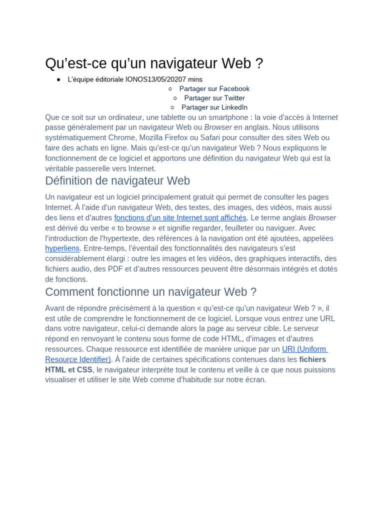 Qu'est-ce qu'un navigateur Web ? | PDF | Internet | Internet et Web