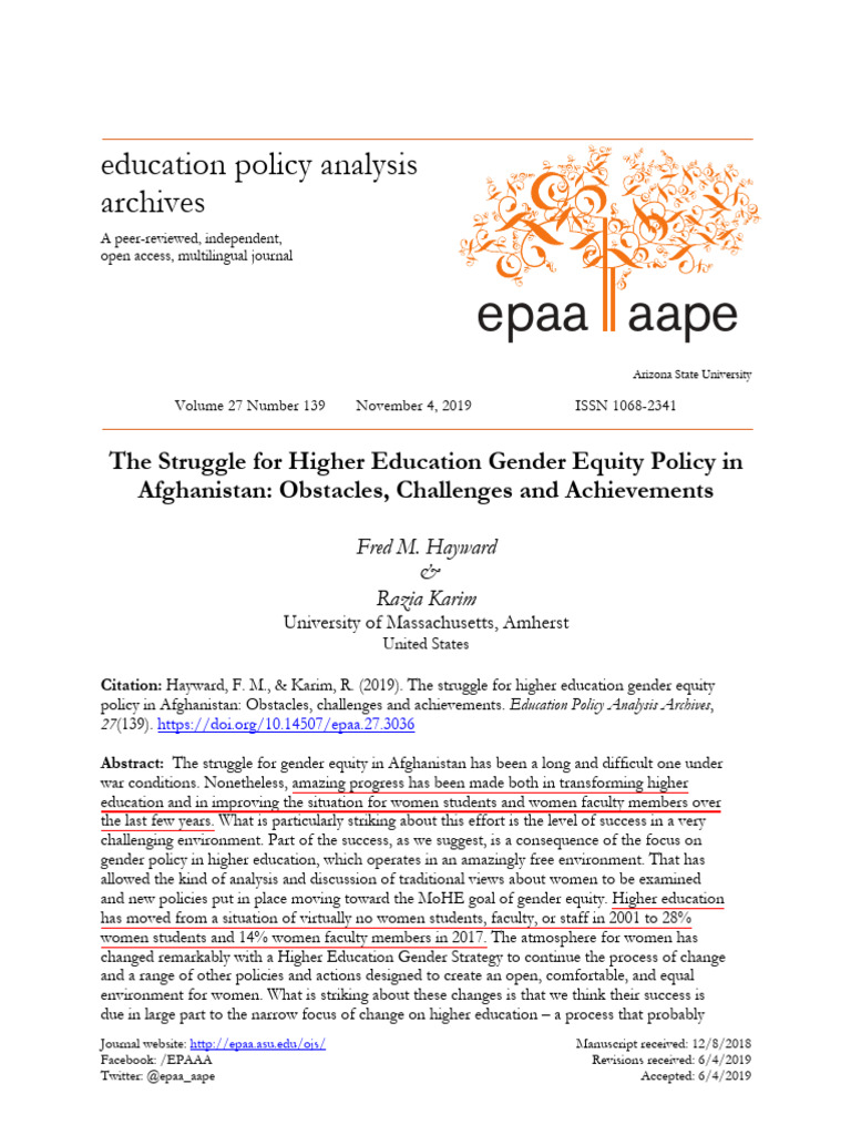 The Struggle For Higher Education Gender Equity Policy in | PDF | Woman ...