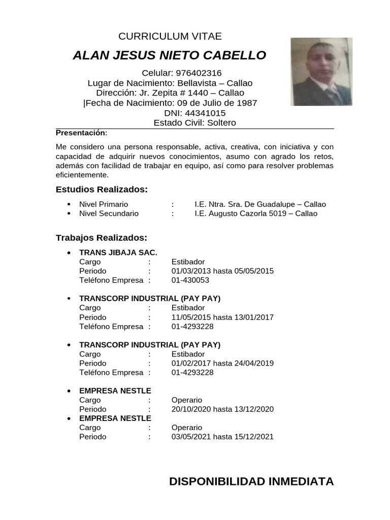 Currículum Vitae de Alan Nieto Cabello | PDF