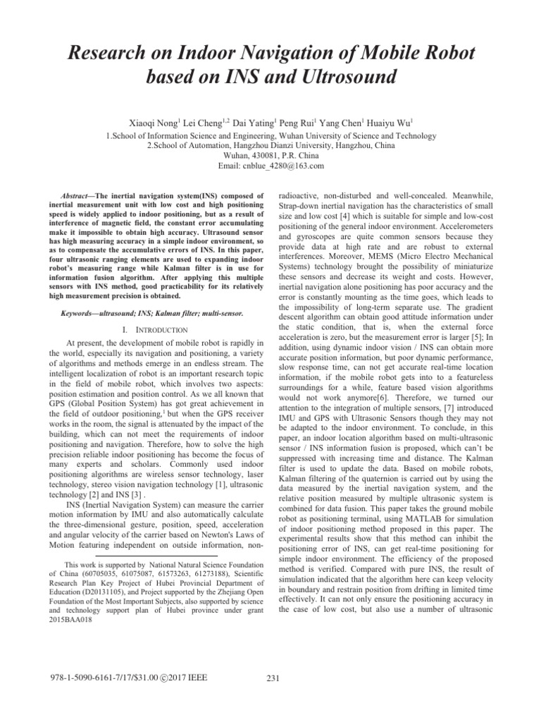 Ultrasound and INS Research Paper | PDF | Inertial Navigation System ...