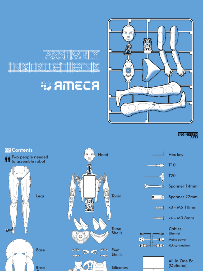 Ameca Robot Assembly Guide | PDF | Electrical Connector | Screw
