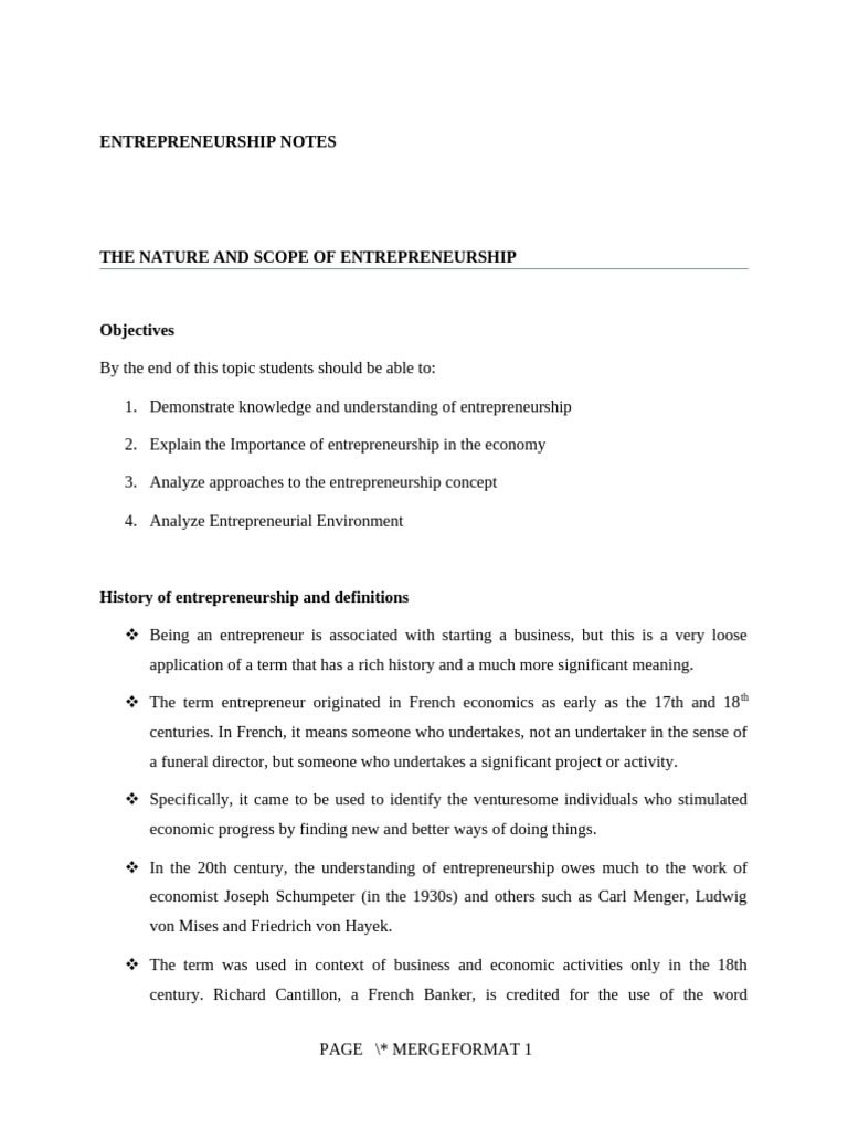 Entrepreneurship Notes (2) | PDF | Entrepreneurship | Economies
